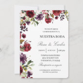 ブルゴーニュ花枠スペインの結婚式招待状 招待状 (正面)