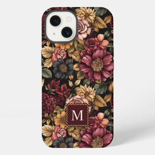 ブルゴーニュ花柄モノグラム iPhoneケース (裏面)