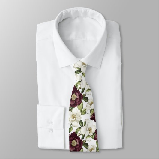 ブルゴーニュ花柄 ネクタイ (タイ)