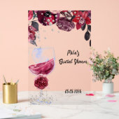 ブルゴーニュ花模様のブライダルシャワー招待 アクリルサイン (ウェディング)