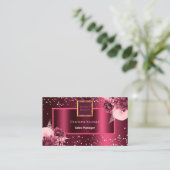 ブルゴーニュ花模様の写真ロゴQRコード 名刺 (スタンド正面)