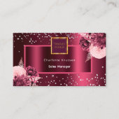 ブルゴーニュ花模様の写真ロゴQRコード 名刺 (正面)