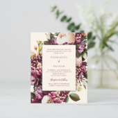 ブルゴーニュ花模様クリームパープル結婚式招待状 (スタンド正面)