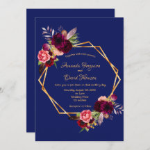 ブルゴーニュ花模様ブルージオメトリックボー結婚ホーズ