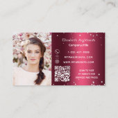 ブルゴーニュ花模様写真QRコード 名刺 (裏面)