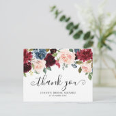 ブルゴーニュ花模様植物学ブライダルシャワーありがとう ポストカード (スタンド正面)