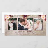 ブルゴーニュ花模様素朴カントリーウェディング サンキューカード (正面/裏面)