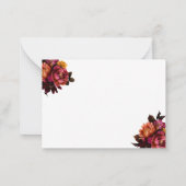 ブルゴーニュ花模様結婚の応答RSVP ノートカード (裏面)