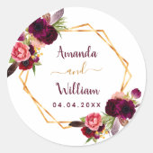 ブルゴーニュ花模様結婚幾何学模様 ラウンドシール (正面)