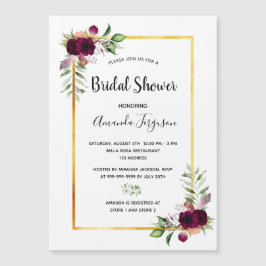 ブルゴーニュ花模様金ゴールドグリーンリーボホブライダルシャワー