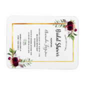 ブルゴーニュ花模様金ゴールドグリーンリーボホブライダルシャワー マグネット (横)