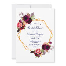 ブルゴーニュ花模様金ゴールド幾何学的ボーホブライダルシャワー