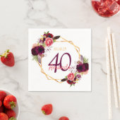 ブルゴーニュ花模様金ゴールド幾何学誕生日 スタンダードカクテルナプキン (インサイチュ)