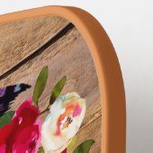 ブルゴーニュ花模様、羽根、ウッドパドルPro ピックルボールラケット (左詳細)