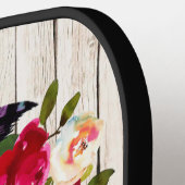 ブルゴーニュ花模様、羽根、ウッド2パドルPro ピックルボールラケット (左詳細)