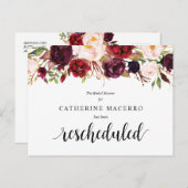 ブルゴーニュ花模様、黒、ブライダルシャワー延期 ポストカード (正面/裏面)