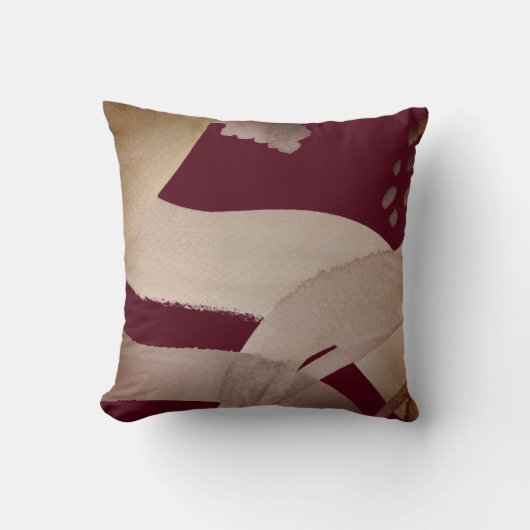 ブルゴーニュ芸術的ボルドー抽象芸術水彩 クッション (正面)