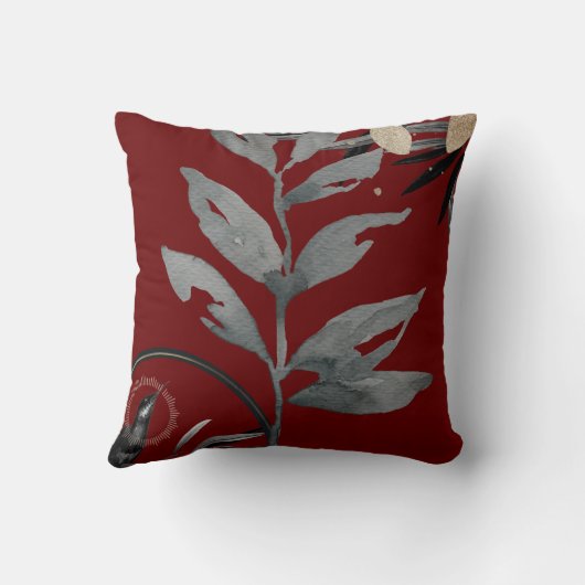 ブルゴーニュ芸術的ーとグレーの水葉色の クッション (裏面)