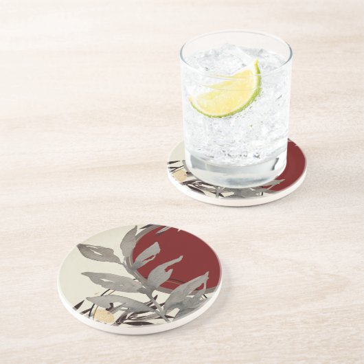 ブルゴーニュ芸術的抽象芸術水彩砂岩 コースター (側面)