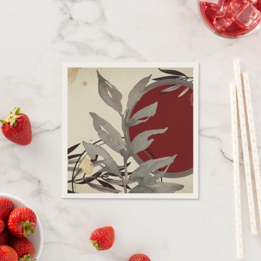 ブルゴーニュ芸術的抽象芸術水彩 スタンダードカクテルナプキン (インサイチュ)