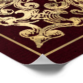 ブルゴーニュ華美ーと金ゴールドヴィンテージルビージェムストーン ポスター (角)