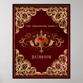 ブルゴーニュ華美ーと金ゴールドヴィンテージルビージェムストーン ポスター