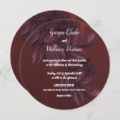 ブルゴーニュ葉ー素朴ヴィンテージウェディング招待状 (正面/裏面)