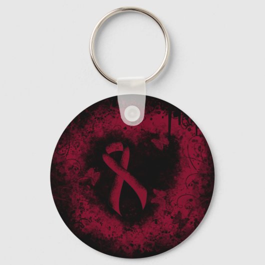 ブルゴーニュ認識度リボングランジハート キーホルダー (正面)