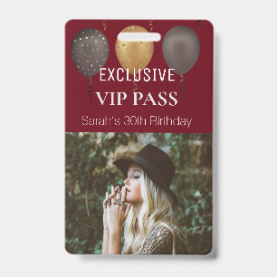 ブルゴーニュ誕生日パーティー写真カスタムパスVIP バッジ
