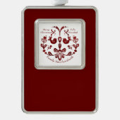 ブルゴーニュ語・バイリンガルの可愛スペインのい鳥 シルバープレートフレームオーナメント (正面)