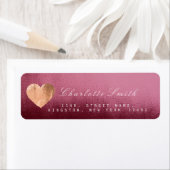 ブルゴーニュ赤いハートピンク金ゴールド差出人住所ラベル ラベル (インサイチュ)