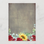 ブルゴーニュ赤いバラとヒマワリ結婚の詳細 エンクロージャーカード (裏面)