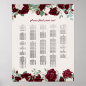ブルゴーニュ赤いバラのアルファベットの座席表 ポスター (正面)