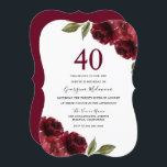 ブルゴーニュ赤いバラエレガントス40th誕生日パーティー 招待状<br><div class="desc">Burgundy Red Roses 40th Birthdayエレガントパーティの招待状ニッチとネストストアのマッチングコレクションを参照</div>