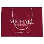 ブルゴーニュ赤いパーソナライズされたgroomsmenの複数形 ラージペーパーバッグ (正面)