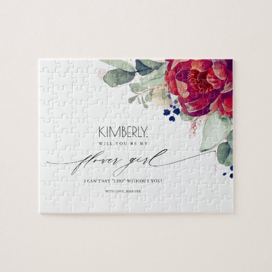 ブルゴーニュ赤いフラワーガール提案 ジグソーパズル (横)