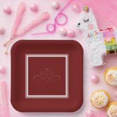 ブルゴーニュ赤い招待紙プレート ペーパープレート (パーティー)