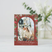 ブルゴーニュ赤い植物群葉アーチ1フォトホリデー ポストカード (スタンド正面)