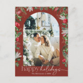 ブルゴーニュ赤い植物群葉アーチ1フォトホリデー ポストカード (正面)