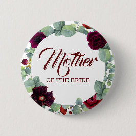 ブルゴーニュ赤い水の色の花ユーカリ結婚ス 缶バッジ