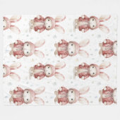 ブルゴーニュ赤い白いバンニ フリースブランケット (正面(横))