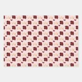 ブルゴーニュ赤い花と金ゴールドの冠 ラッピングペーパーシート (正面3)