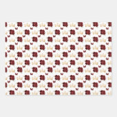 ブルゴーニュ赤い花と金ゴールドの冠 ラッピングペーパーシート (正面)