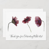 ブルゴーニュ赤い花ウォーターカラーアートサンキューカード サンキューカード (正面/裏面)