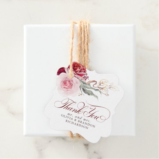 ブルゴーニュ赤い花エレガントボホサンキュー フェイバータグ (インサイチュ)