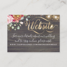 ブルゴーニュ赤い花素朴秋の結婚式Webサイト 名刺