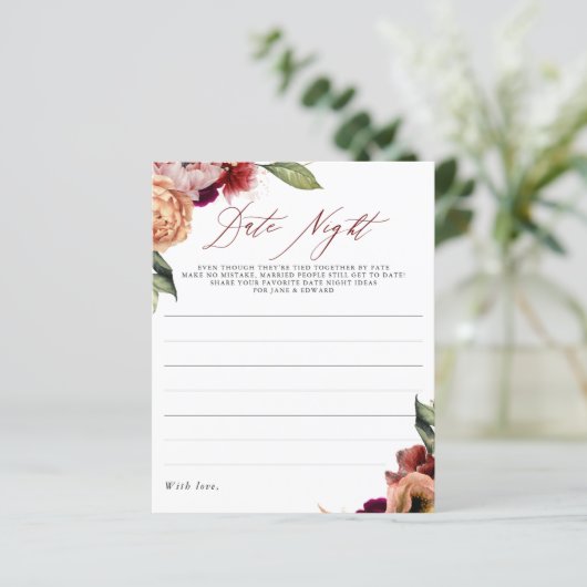 ブルゴーニュ赤とオレンジのフローラデート夜アイディア (スタンド正面)