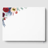 ブルゴーニュ赤とネイビーブルーのフローラ結婚ワイン ゲストブック (裏面)