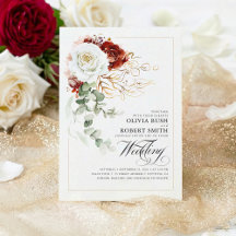 ブルゴーニュ赤と白の花エレガントな結婚式