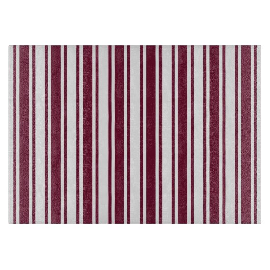ブルゴーニュ赤と白キャンディストライプー カッティングボード (正面)